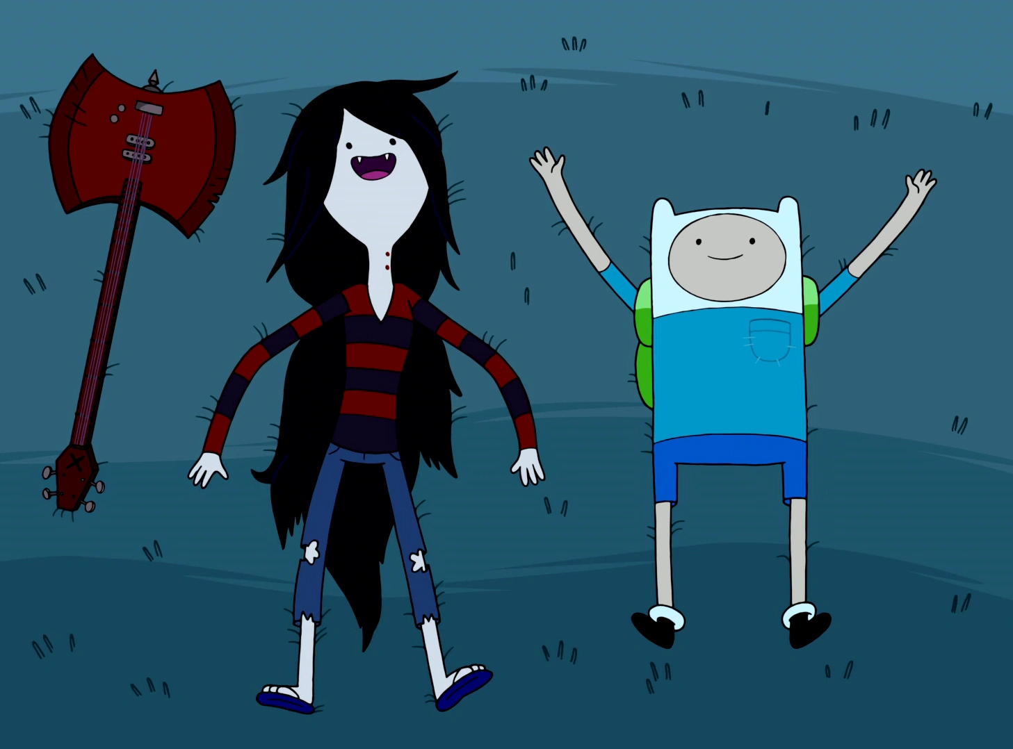 Image S2e1 Finn and Marceline lying on grass.png Adventure Time