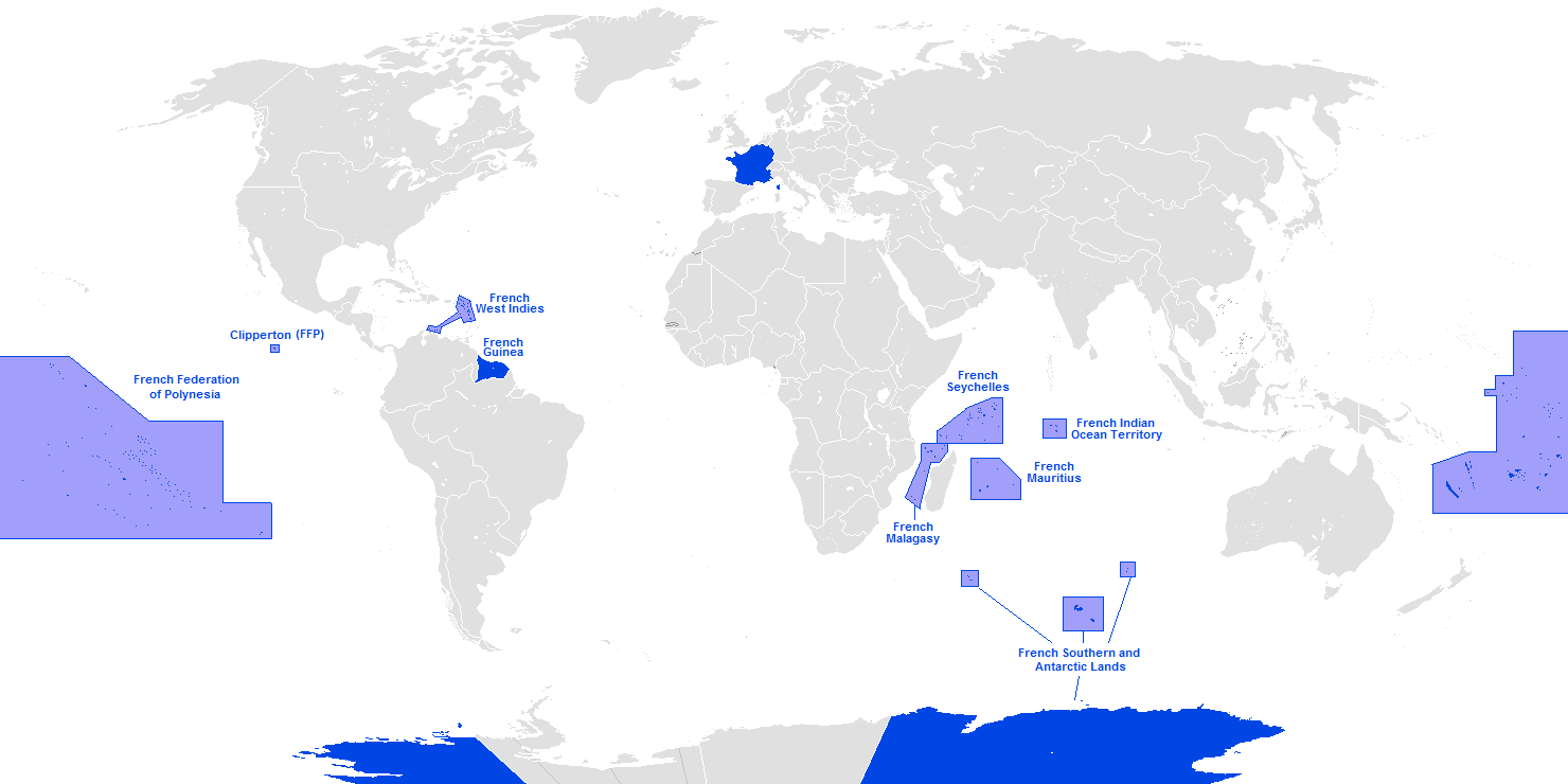 Image - French overseas regions (No Napoleon).png | Alternative History