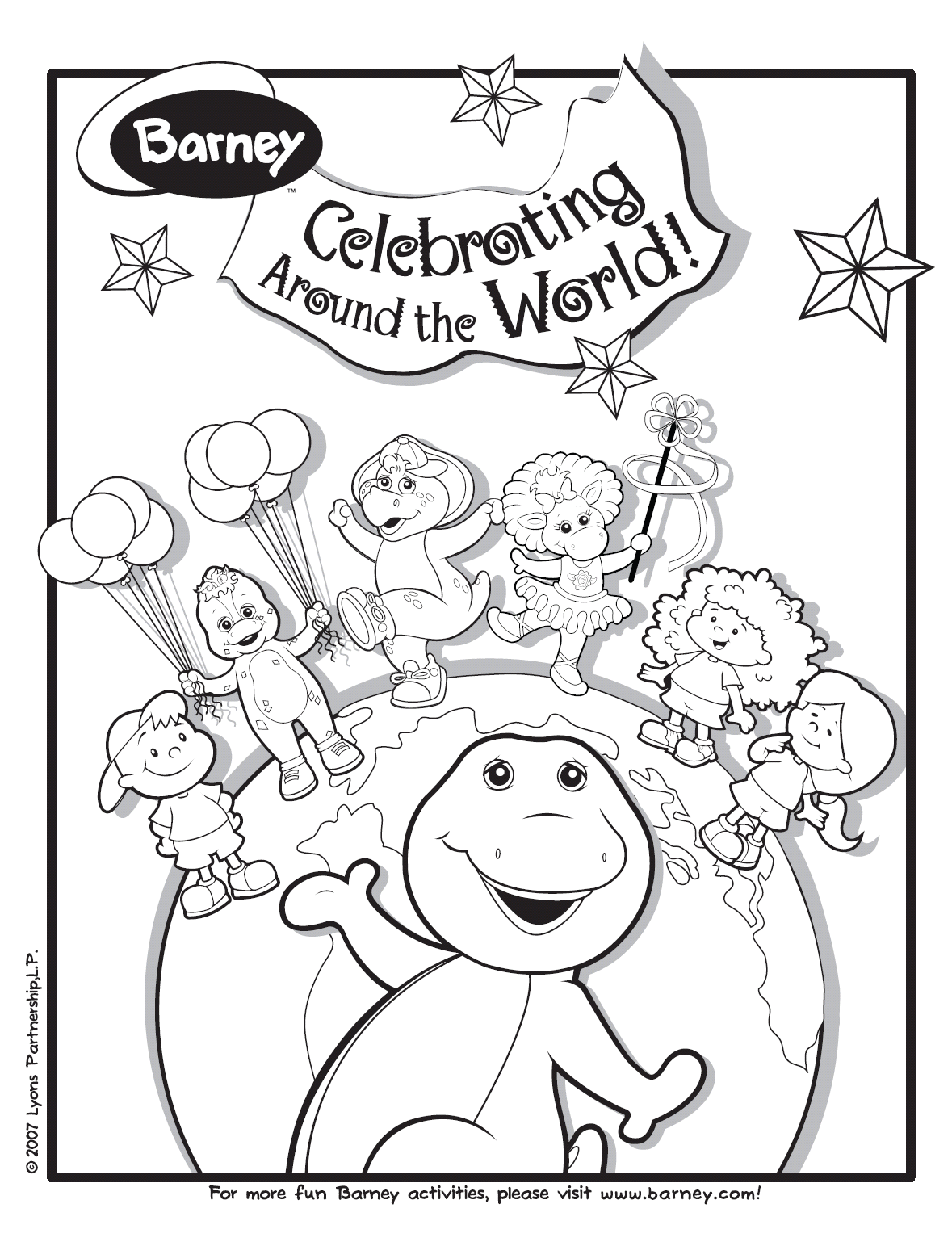 Image Barney Celebrating Around The World Colouring Page.gif Barney