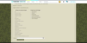 User rights control panel