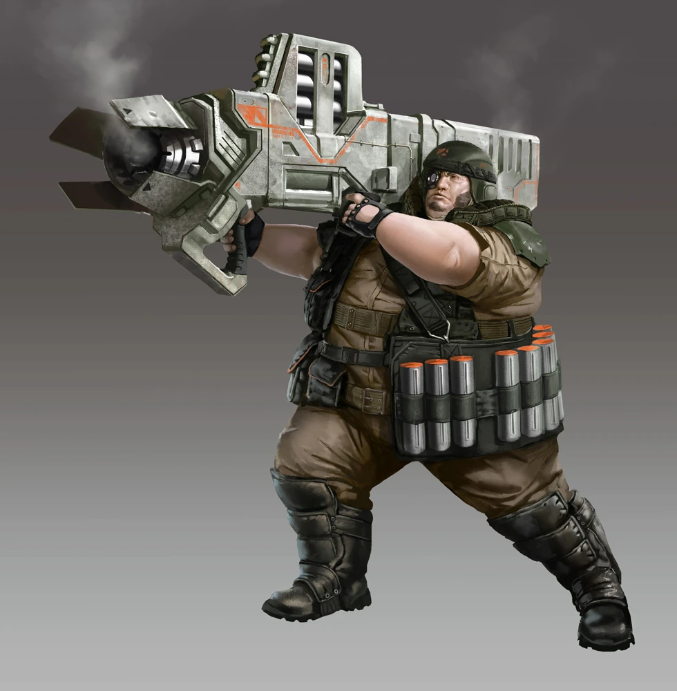 Image 980x1000 15131 Bomberguy 2d sci fi character soldier fat big