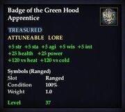 Badge of the Green Hood Apprentice