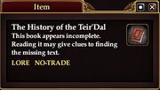 The History of the Teir'Dal (Quest Starter)