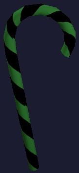 Decorative Green and Black Striped Cane (Visible)