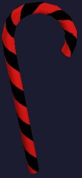 Decorative Red and Black Striped Cane (Visible)