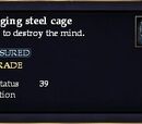 A hanging steel cage
