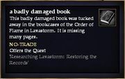A badly damaged book