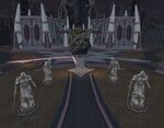 Guild hall amenity - freeport courtyard statue front view