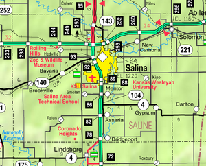Map of Saline Co, Ks, USA