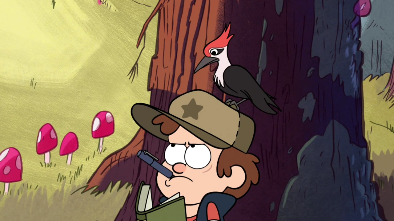 Image S1e1 woodpecker on dipper's head.png Gravity Falls Wiki