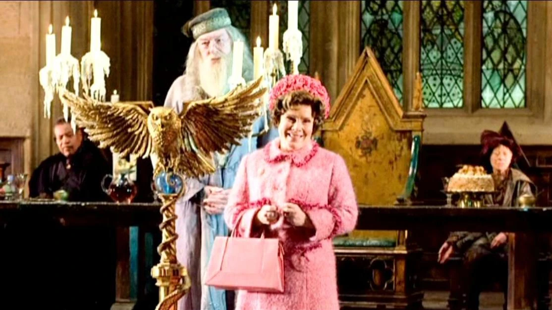 Image Dolores Umbridge making her introduction speech during the feast.JPG Harry