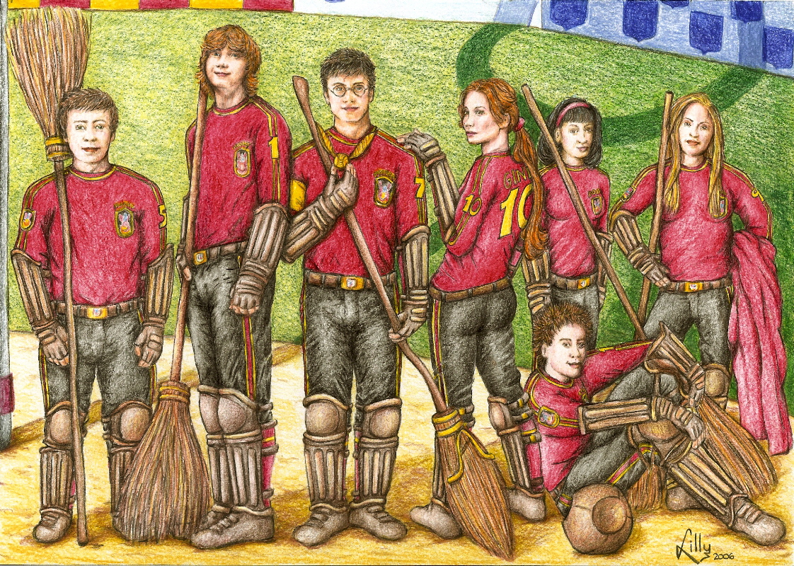 Image The Gryffindor Quidditch team by lillywmw.jpg Harry Potter Wiki Fandom powered by Wikia