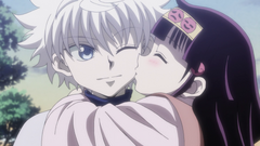 Alluka kissing Killua on the cheek