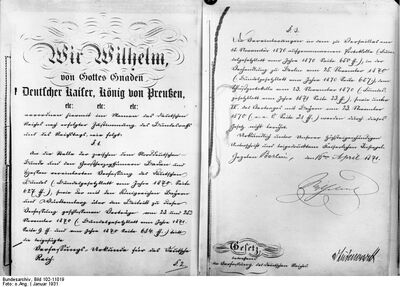 First and last page of Germanian Imperial Consistution in Germanian