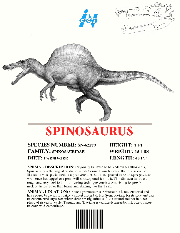 jurassic park ingen dinosaur list