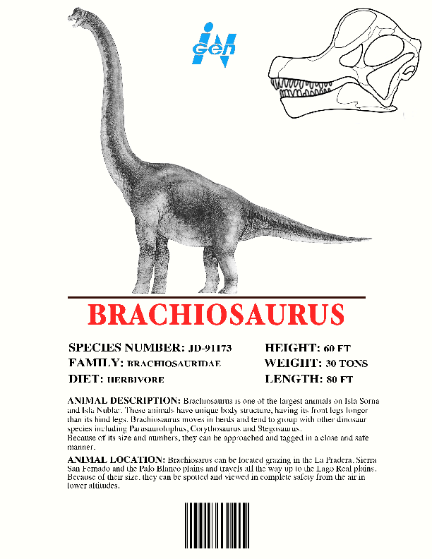 jurassic park ingen dinosaur list