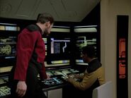 Riker and La Forge look at the probe, remastered