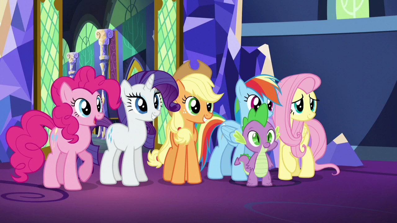 Image - Main 5 and Spike happy S5E3.png | My Little Pony Friendship is