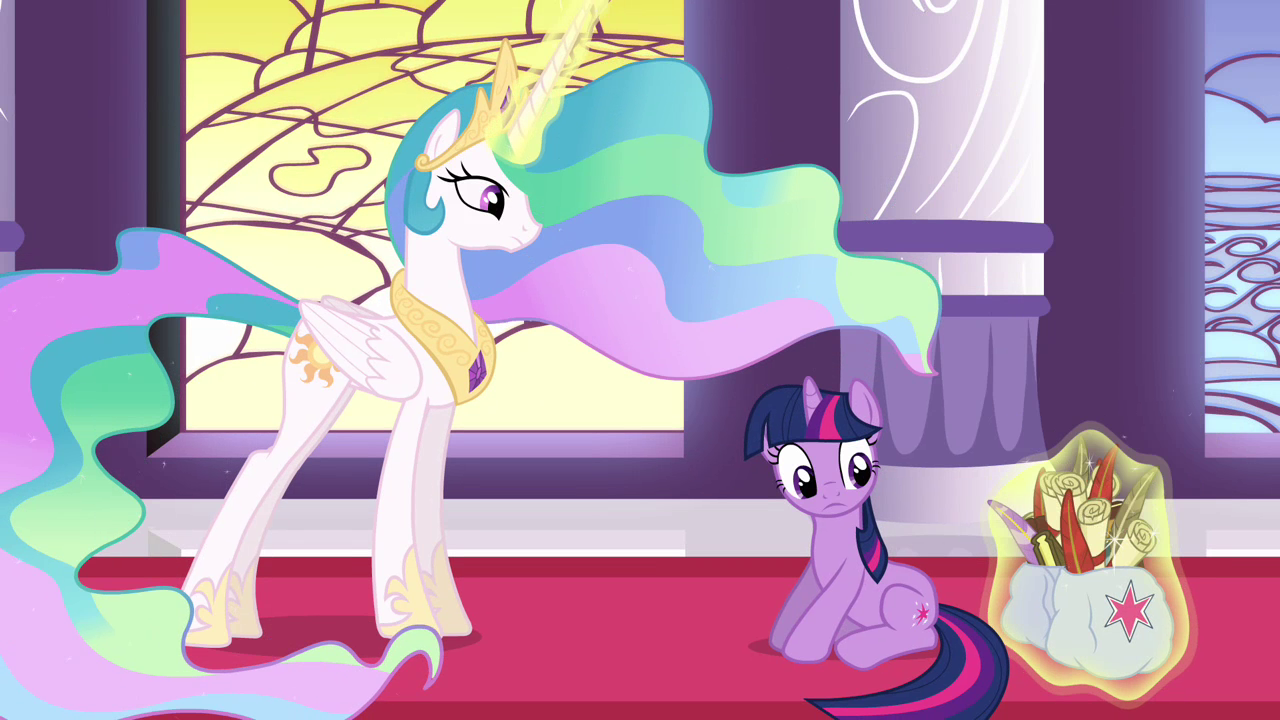 Celestia_levitating_the_quills_and_papers_back_into_Twilight%27s_bags_S3E01.png