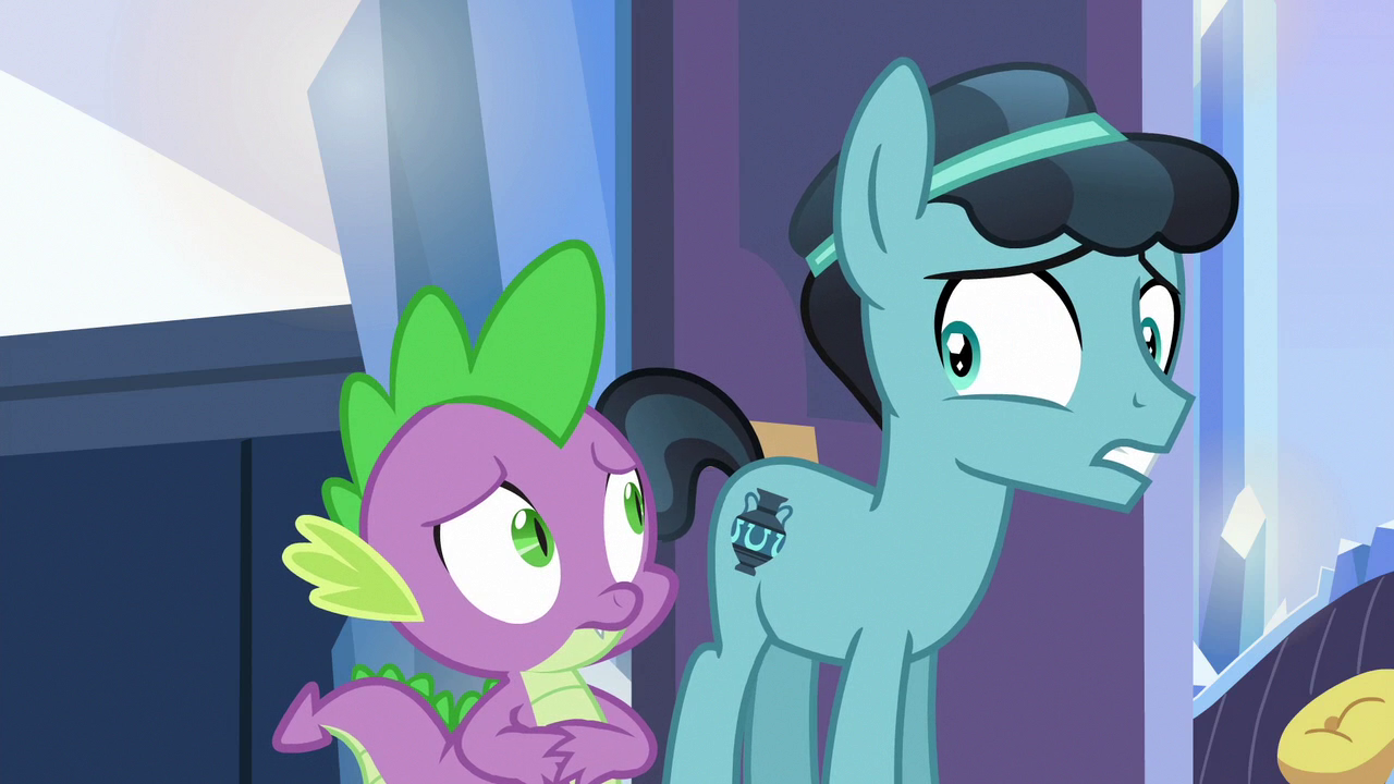 My Little Pony Spike And Thorax Image - Spike and Thorax look at each other nervously S6E16.png | My