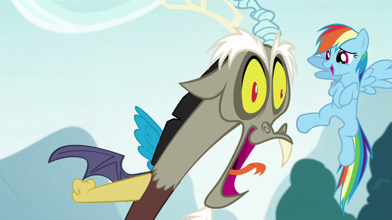 Image - Fluttershy and Rarity laughing at what Discord is 
