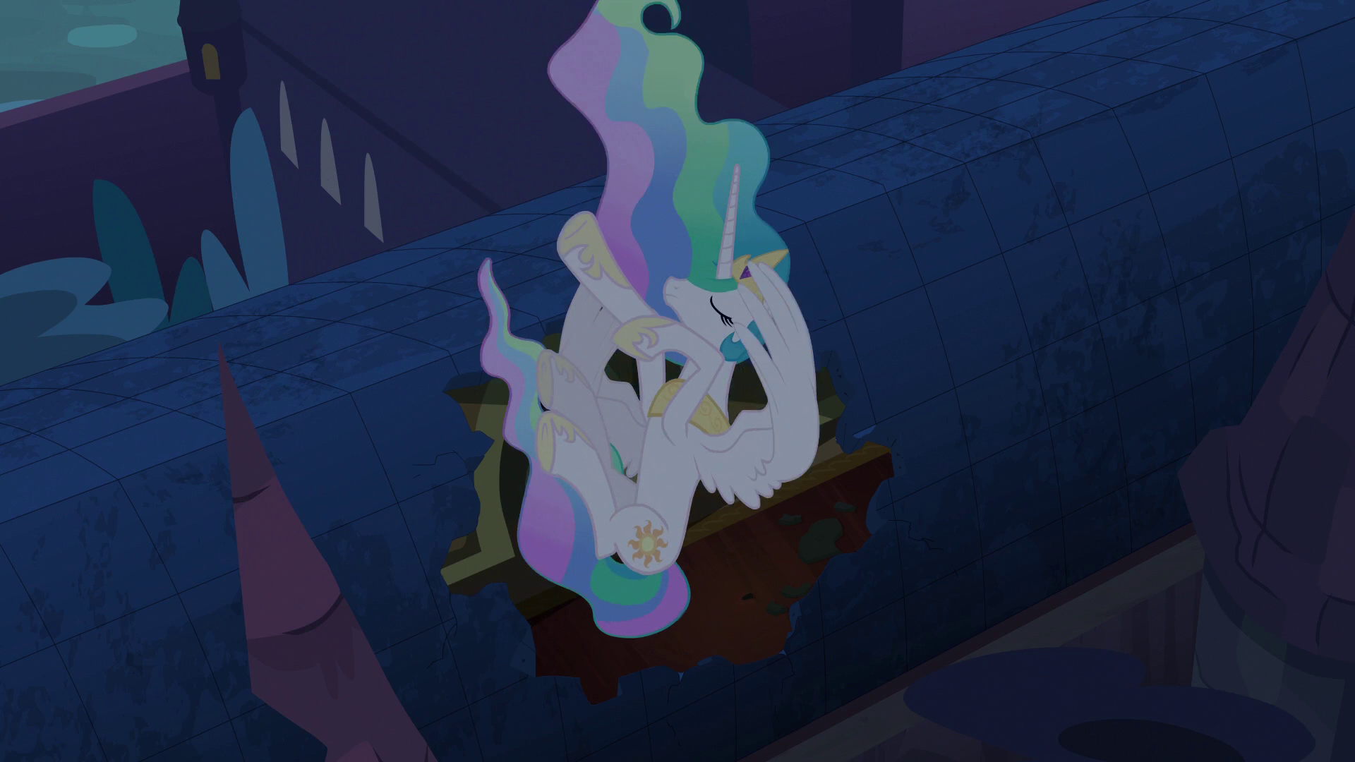 Falling For A Dying Princess Image - Princess Celestia falling to the ground S4E02.png | My Little