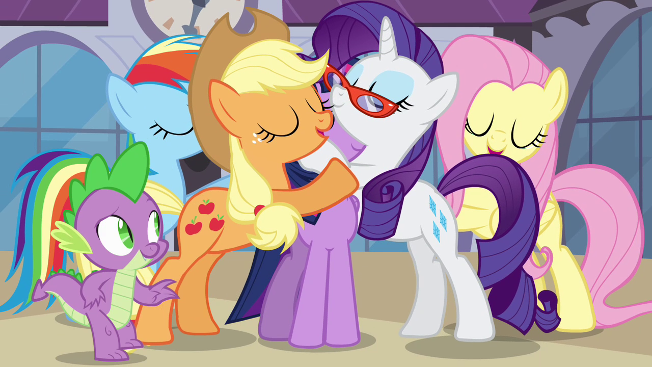 Image - Main five in group hug S4E01.png | My Little Pony Friendship is