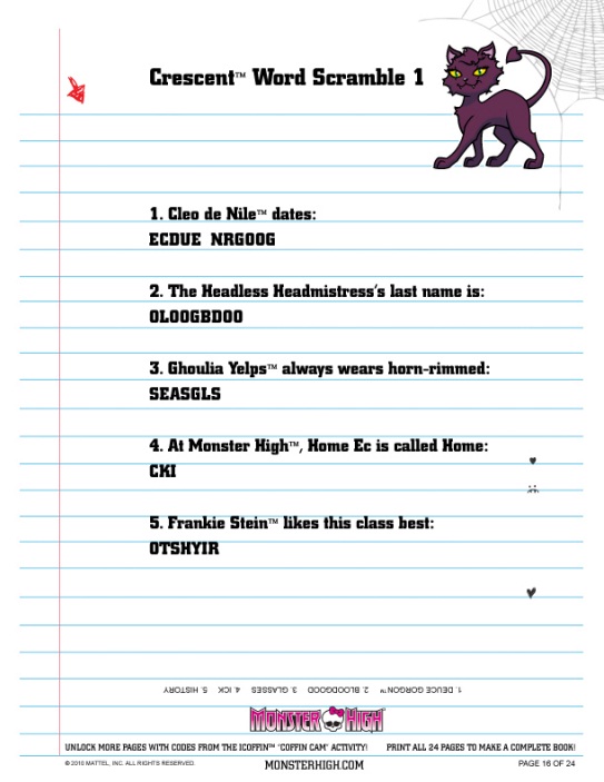 Printables Free Monster High Printable Activities make a monster high album activity book wiki 16