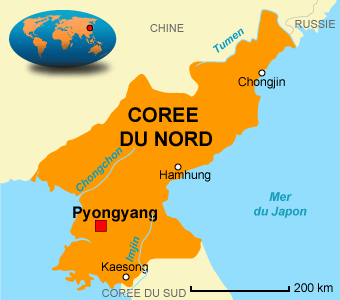 carte de coree du nord