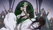 Sanji amenaza a Caesar.png