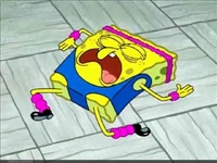 Spongebob snoring on the ground