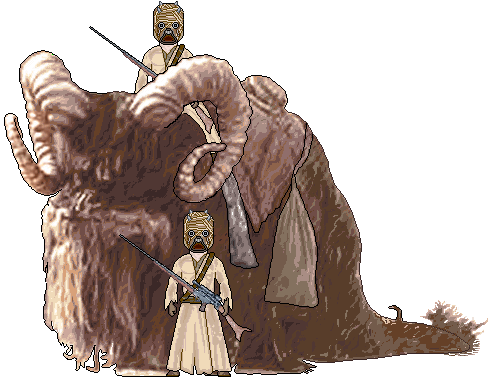 star wars the power of the force bantha and tusken raider