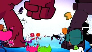 Villains attack Titans