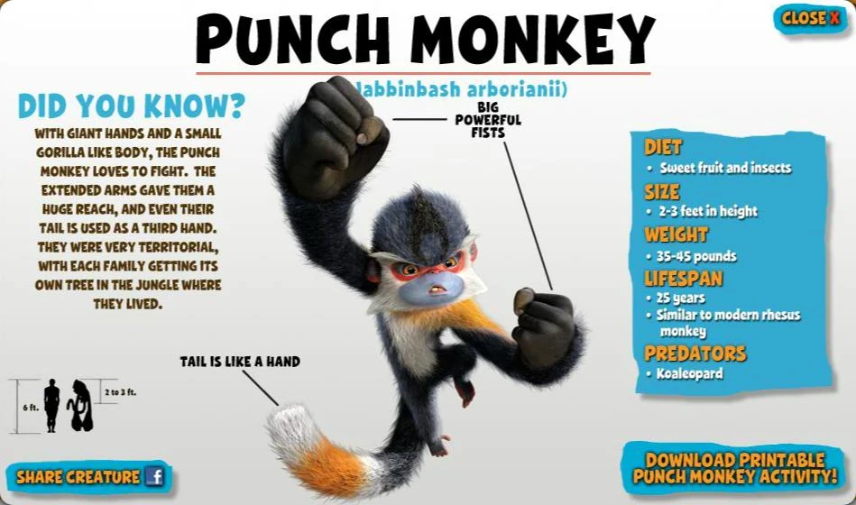 croods punch monkey stuffed animal