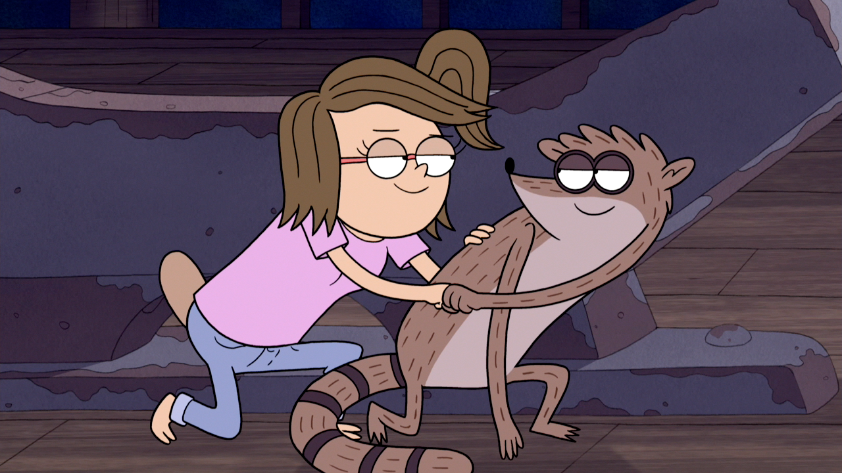 Image S5e37 127 Rigby And Eileen Fist Bumping Png