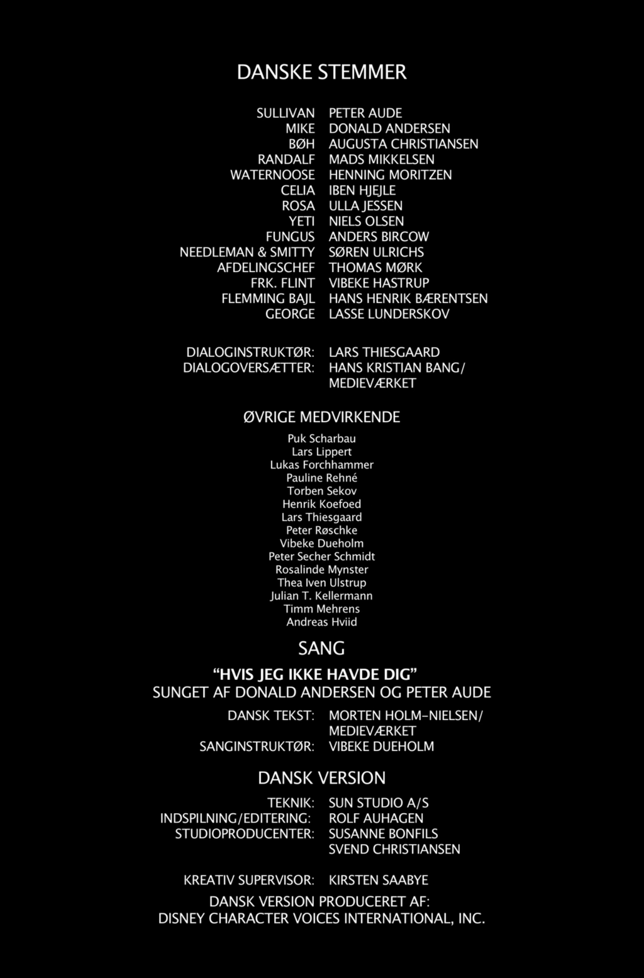 Image - Monsters Inc Danish Credits.png | Voice Acting Wiki | Fandom