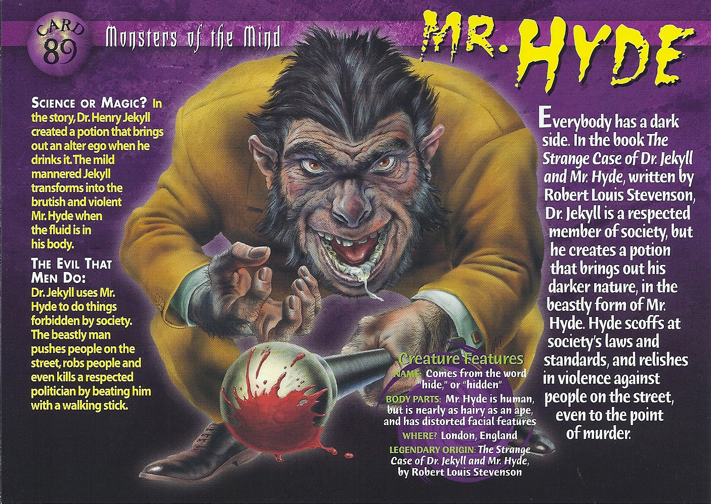 an analysis of the monster and mr hyde Dr jekyll and mr hyde in the novel attempt to dispute on the law of nature, and, as a result, this leads to the disastrous impact on innocent members of the society the separation of evil and good as well as supernaturalism are both the fiction. an analysis of the monster and mr hyde Dr jekyll and mr hyde in the novel attempt to dispute on the law of nature, and, as a result, this leads to the disastrous impact on innocent members of the society the separation of evil and good as well as supernaturalism are both the fiction.