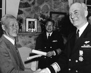 Syngman Rhee and Rear Admiral Ralph A. Ofstie, USN,