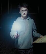 Harry casting the Wand-Lighting Charm