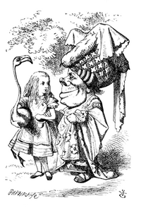 Alice and Duchess in croquet party.png