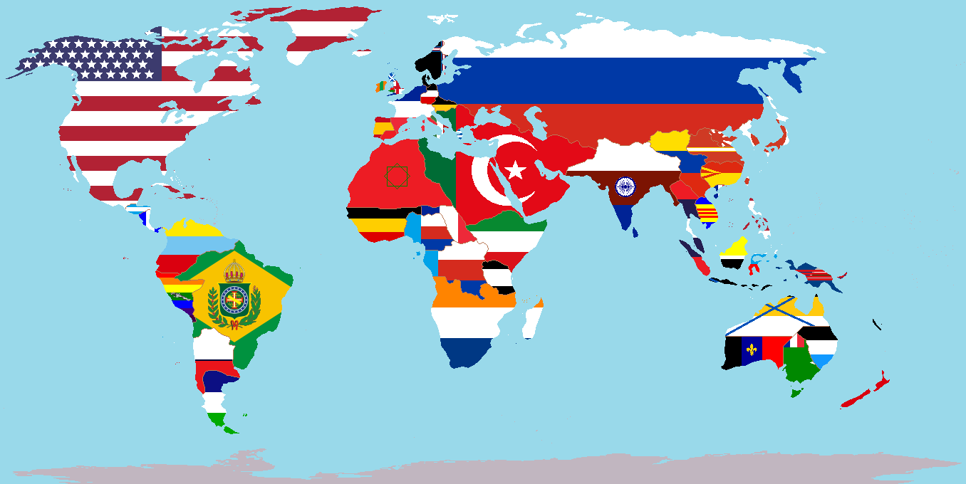 Карты на которых изображены разные страны называются. Флаги государств на карте.