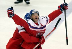 Jágr celebrates goal quarterfinal 2016 IIHF WHC (WFAC)