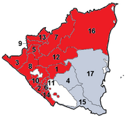 Nicaragua Departments Numbered
