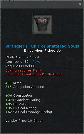 Stranglers tunic of shattered souls