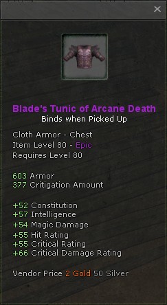 Blades tunic of arcane death