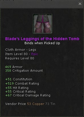 Blades leggings of the hidden tomb