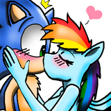 Commission sonic and rainbow dash kiss by xxlialove97xx-d4w74lq