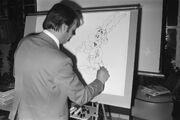 Uderzo dibujando a Asterix