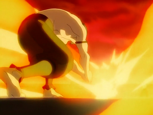 Zhao blocks Zuko's attack