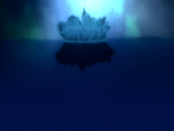 Aang falling into water